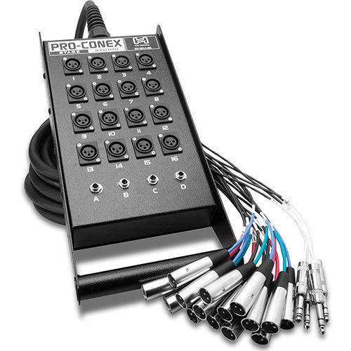 Hosa Technology SH16X450 SH Series Stage Box Snake with 16 3-Pin XLR Send and 4 TRS Return Channels- 50.0' (15.2 m)