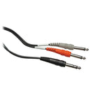 Hosa Technology Stereo 1/4" Male to 2 Mono 1/4" Male Insert Y-Cable - 6.5'