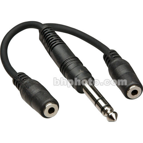 Hosa Technology Stereo 1/4" Male to 2 Stereo Mini (3.5mm) Female Y-Cable - 6"