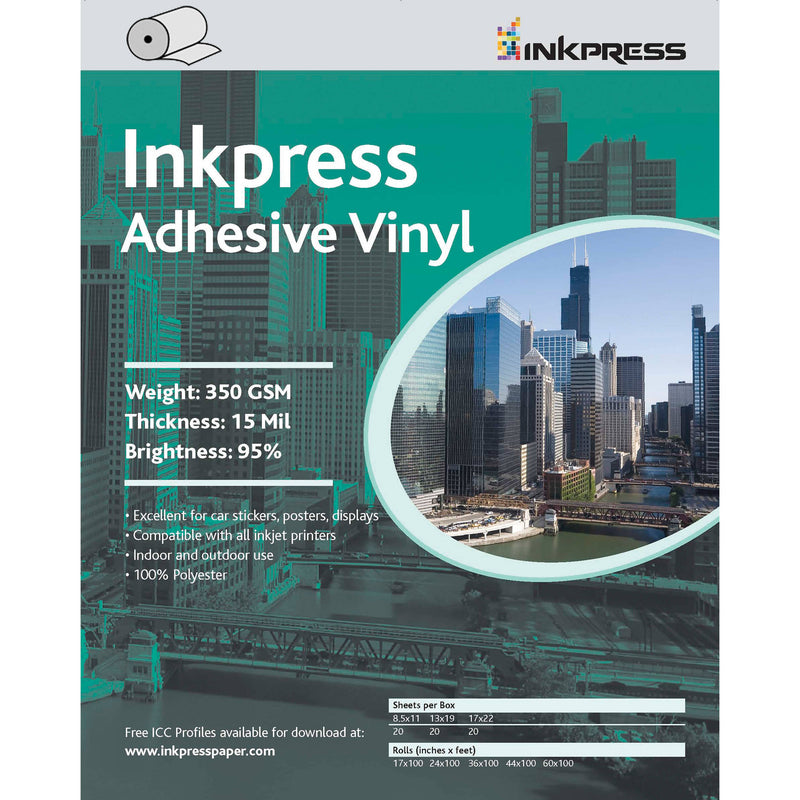 Inkpress Media Adhesive Vinyl 350 GSM 44"x60' Roll