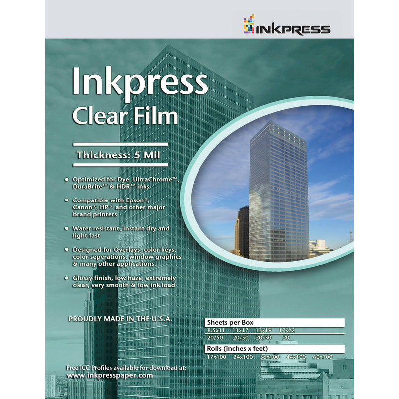Inkpress Media Clear Film (17 x 22", 20 Sheets)