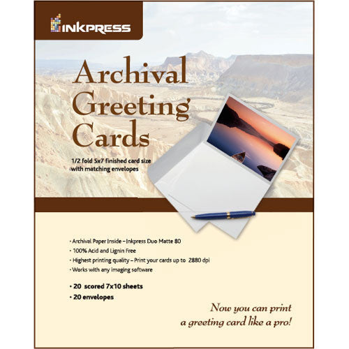 Inkpress Media Archival Greeting Cards 7x10" Scored (20 Sheets)