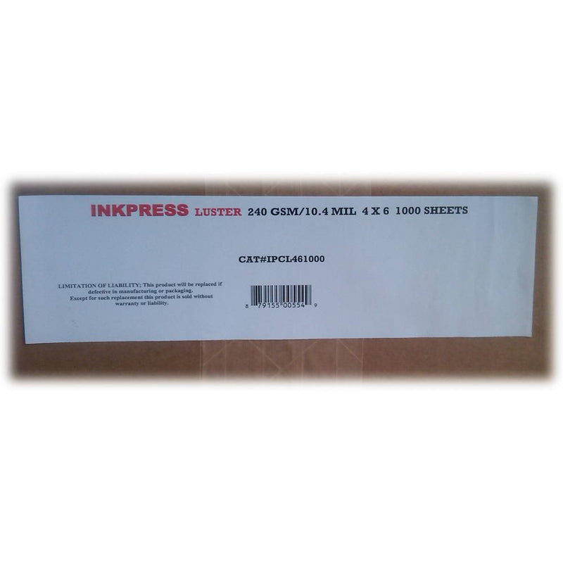 Inkpress Media Luster RC Inkjet Photo-Grade Paper 10 mil/240 gsm 4 x 6" 1000-Sheets