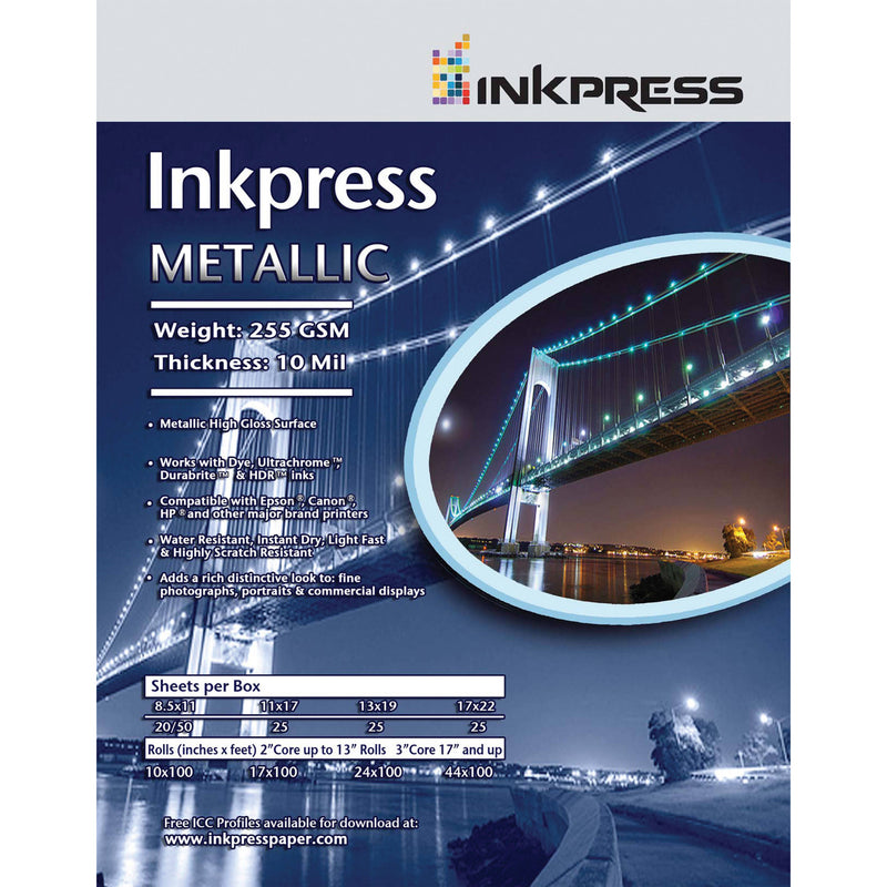 Inkpress Media Metallic Photo Paper (255 gsm, 8.5 x 11", Letter, 20 Sheets)