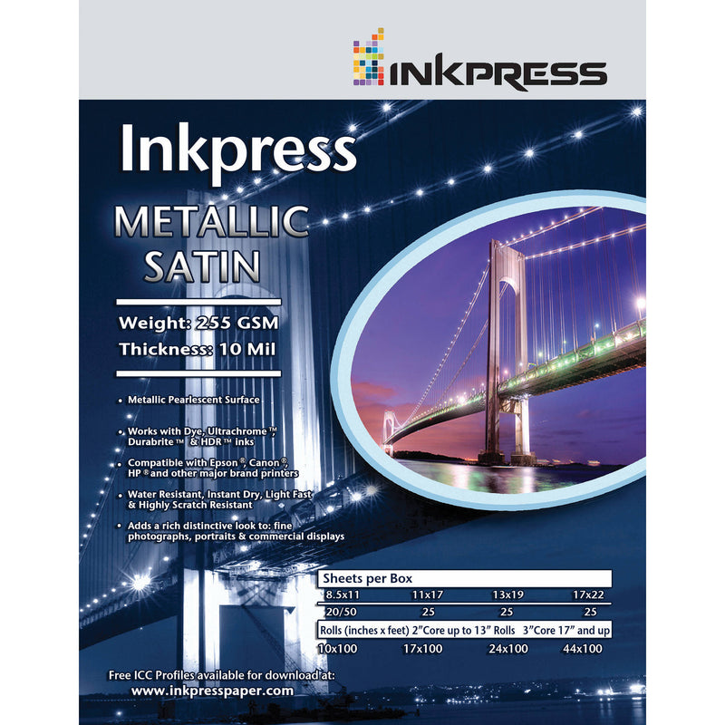 Inkpress Media Metallic Satin Photo Paper 255 GSM, 24"x100' Roll