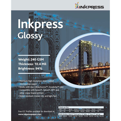 Inkpress Media RC Glossy Inkjet Paper (240gsm) - 11 x 14" (100 Sheets)