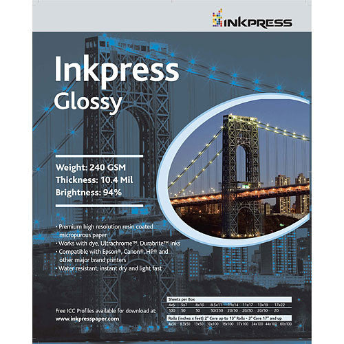 Inkpress Media RC Glossy Inkjet Paper (240gsm) - 5 x 7" (50 Sheets)