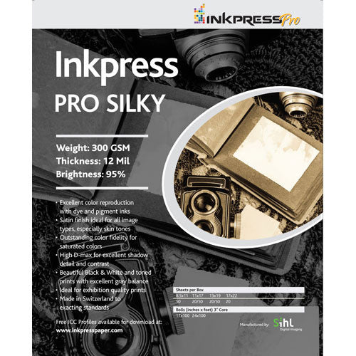 Inkpress Media Pro Silky Paper for Inkjet (8.5 x 11", Letter, 50 Sheets)