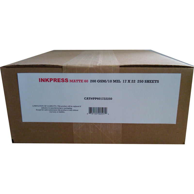 Inkpress Media Matte 60 Inkjet Printer Paper 10 mil / 200gsm 17 x 22" 250-Sheets