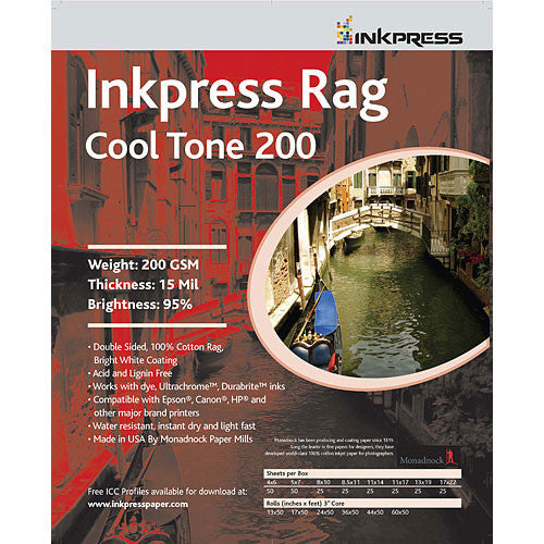 Inkpress Media Rag Cool Tone 200 Paper (5 x 7", 50 Sheets)