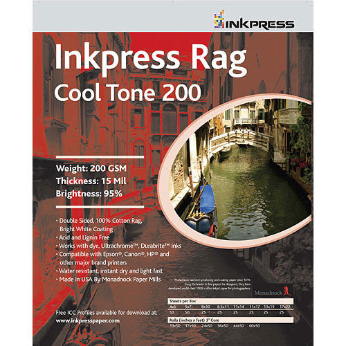 Inkpress Media Rag Cool Tone 200 Paper (8.5 x 11", 25 Sheets)