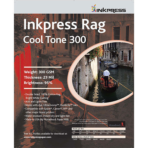 Inkpress Media Picture Rag Cool Tone Double-Sided Archival Inkjet Roll Paper (24" x 50')