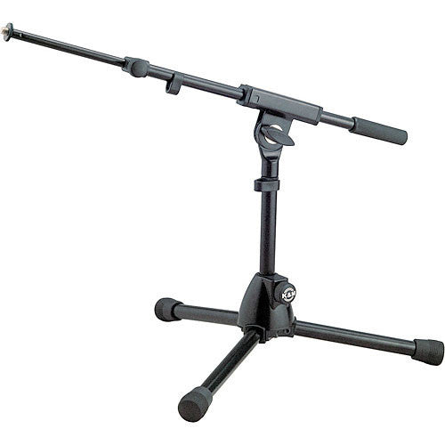 K&M 25950 REIN Low Level Tripod Microphone Stand with Telescoping Boom - Height: 11" (280mm) (Black)