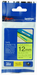 BROTHER TZE-C31 TAPE, BLACK ON YELLOW, 12MM W, 8M L