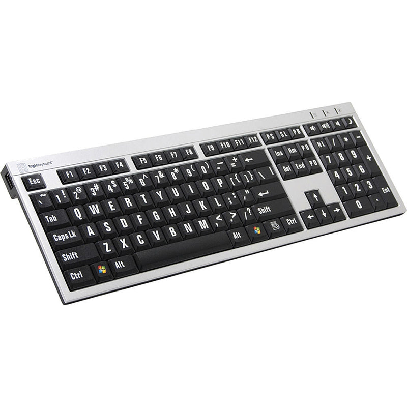 LogicKeyboard XLPrint PC Slim Line Keyboard with Large Print (White on Black)