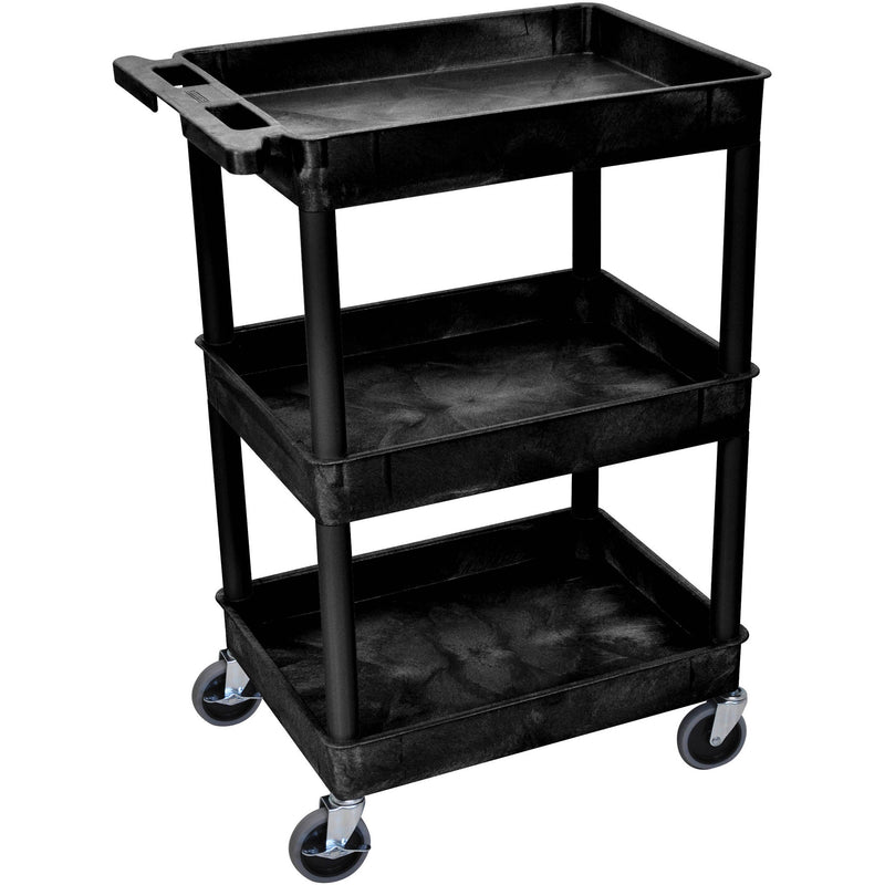 Luxor 24 x 18" Three-Shelf Utility Cart (Black)