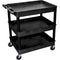 Luxor 32 x 24" Three-Shelf Utility Cart (Black)