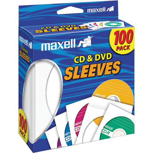 Maxell CD-402 CD/DVD White Paper Sleeves (Pack of 100)