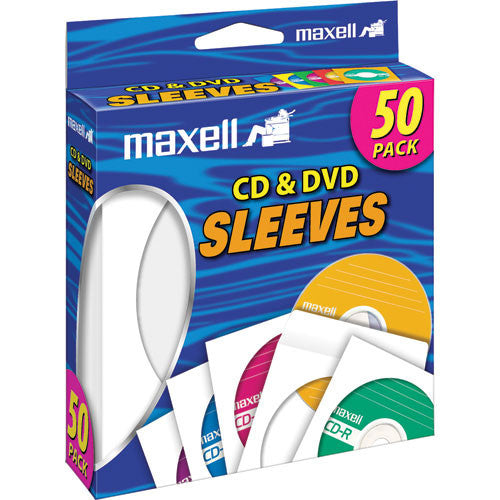 Maxell CD-400 CD/DVD White Paper Sleeves (Pack of 50)