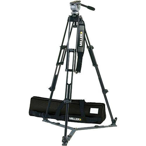 Miller DS-20 Aluminum Tripod System - consists of: DS-20 Fluid Head, DS 2-Stage Tripod, On-Ground Spreader and Softcase - Supports 20 lbs
