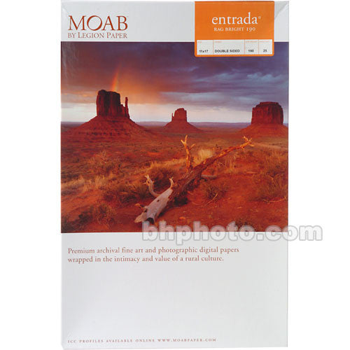 Moab Entrada Rag Bright 190 Paper (11 x 17", 25 Sheets)