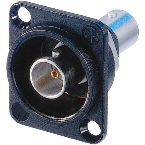 Neutrik Isolated BNC Chassis Connector in D-Shape Housing (Black Chrome)