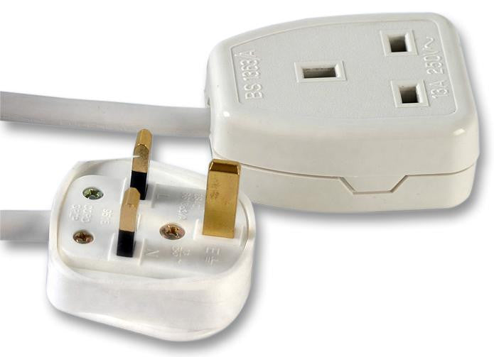 PRO ELEC 9128-2M 1 Gang Extension Lead, White 2m