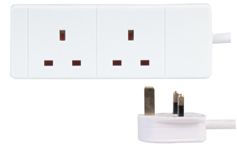 PRO ELEC 2118-10M 2 Gang Extension Lead, White 10m
