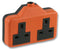 PRO ELEC 0139-OR Rubberised 2-Way Extension Socket 13A Orange