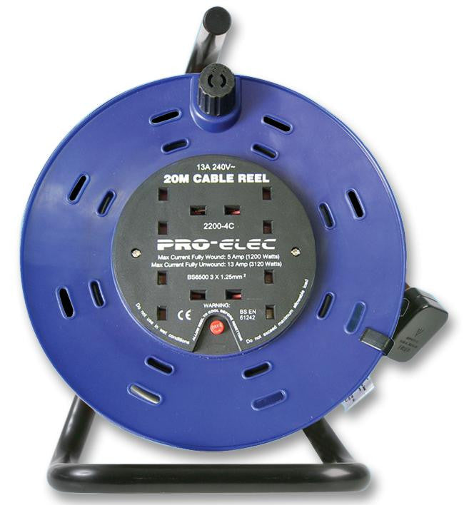 PRO ELEC 2200-4-20M 20m Cable Reel, 13A 4 Socket