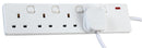 PRO ELEC 9393-3M 4 Gang Individual Switched Extension Lead, White 3m