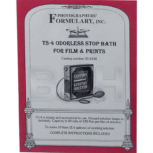 Photographers' Formulary TS-4 Stop Bath for Black & White Film & Paper - 10 Liter