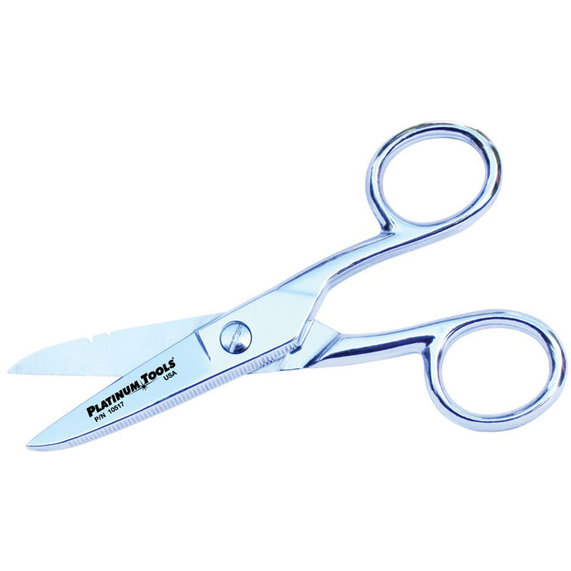 Platinum Tools 10517C 5" Scissor-Run Electrician's Scissors (Clamshell Packaging)