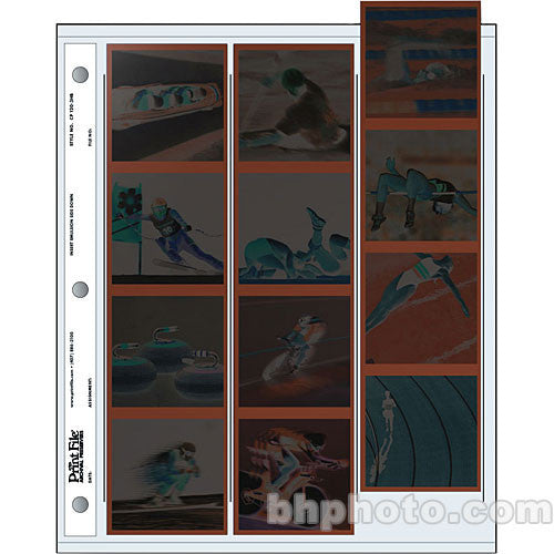 Print File Archival Storage Page for Negatives, 6x6cm (120), 3-Strips of 4-Frames, Vertical, (Hanger or Binder) - 100 Pack