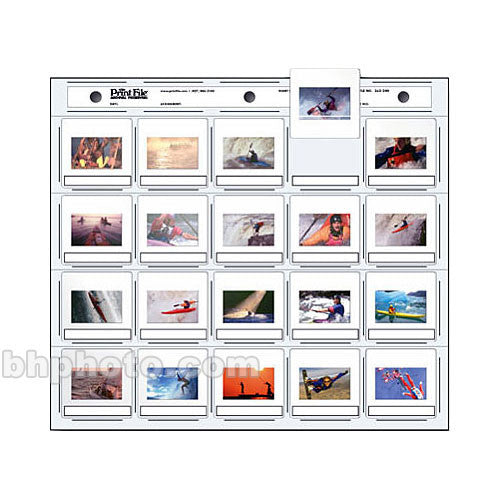 Print File Archival Storage Page for Slides, 35mm (2x2"), Holds 20 Slides, Top-Load, Heavyweight (8-Mil), Clear Back (Hanger Only) - 100 Pack