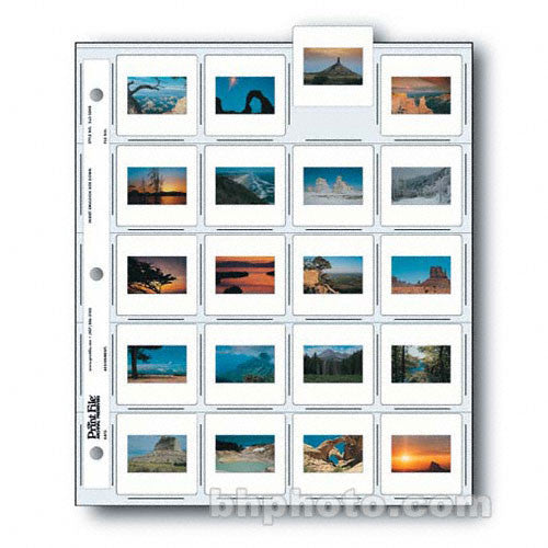 Print File Archival Storage Page for Slides, 35mm (2x2"), Holds 20 Slides, Top-Load, Extra Heavyweight (10-Mil), Clear Back (Hanger or Binder) - 100 Pack