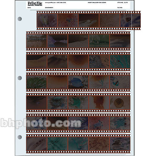 Print File Archival Storage Page for Negatives, 35mm, 7-Strips of 5-Frames (Binder Only) - 1000 Pack