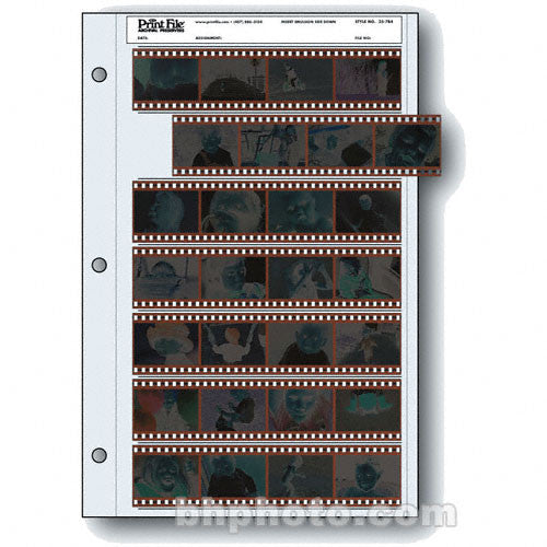 Print File Archival Storage Page for Negatives, 35mm, 7-Strips of 4-Frames (Binder Only) - 25 Pack