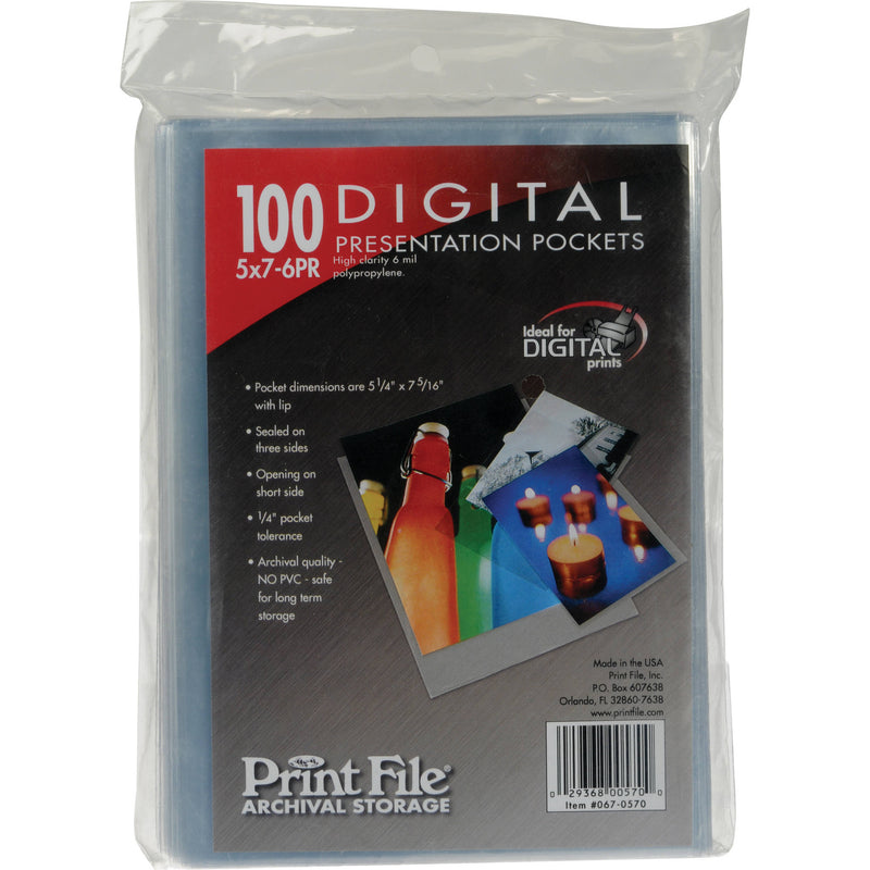 Print File Polypropylene Presentation Pocket (5 x 7", 100 Pack)