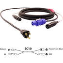 Pro Co Sound EC10 Siamese Twin AC (Edison to Powercon Blue) & Audio (XLR Female to XLR Male) Combo Cable- 75'