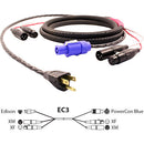 Pro Co Sound EC3 Siamese Twin AC (Edison to Powercon Blue) & Audio (XLR Male + XLR Female to XLR Female + XLR Male) Combo Cable- 75'
