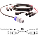 Pro Co Sound EC6 Siamese Twin AC (Powercon Grey to IEC) & Audio (2x XLR Female to 2x XLR Male) Combo Cable- 50'