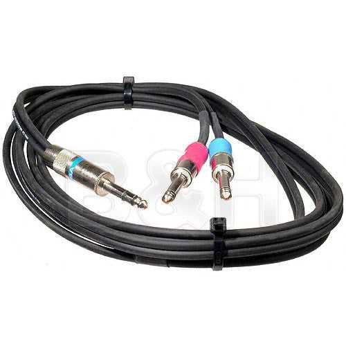 Pro Co Sound Insert Y-Cable 1/4" Male Phone TRS Stereo To 2x 1/4" Male Phone TS Mono - 10'