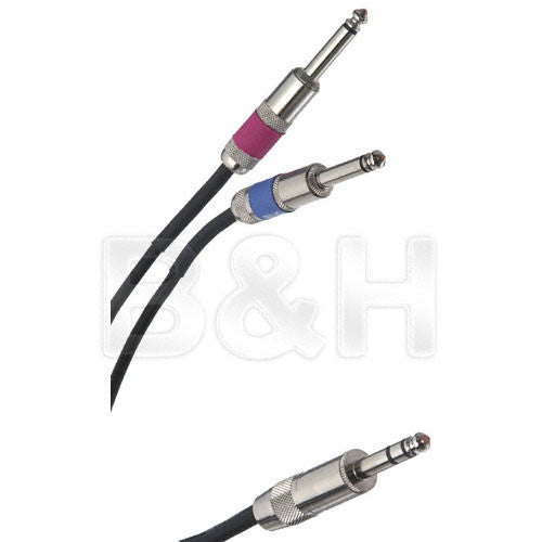 Pro Co Sound Insert Y-Cable 1/4" Male Phone TRS Stereo To 2x 1/4" Male Phone TS Mono - 5'