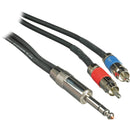Pro Co Sound Insert Y-Cable 1/4" Male Phone TRS Stereo To 2x RCA - 10'