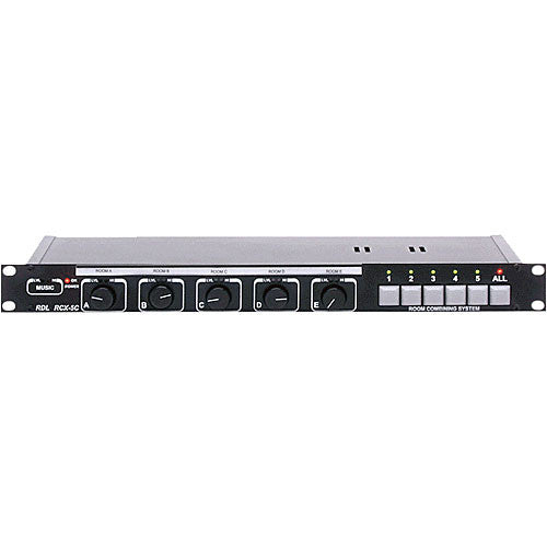 RDL RCX-5CM - Five Zone Audio Controller for RDL RCX Series Room Combining System with Microphone Muting