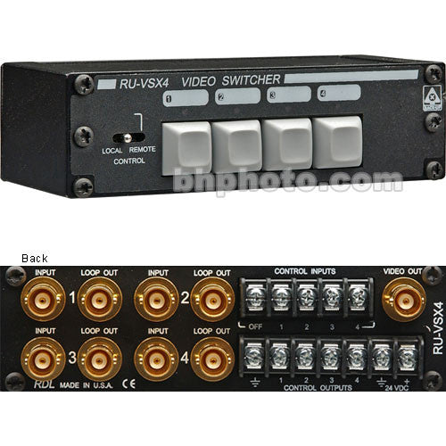 RDL RU-VSX4 4x1 Vertical Interval Video Switcher - BNC, Looping Inputs