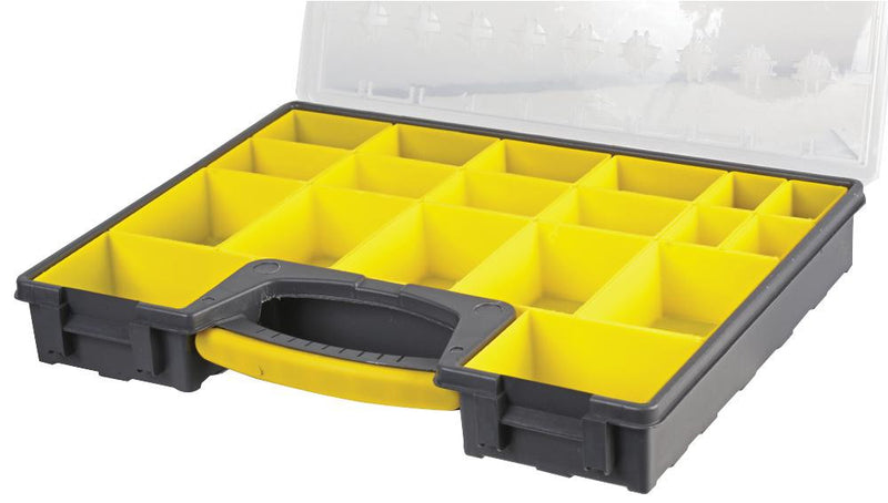 DURATOOL D00417 42cm 19 Compartment Grey / Yellow Organiser Case with Removable Tray