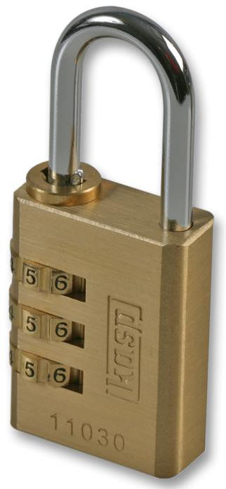 KASP SECURITY K11030D 3-Digit Brass Combination Padlock 30mm