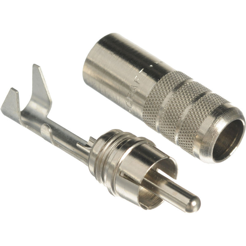 Switchcraft 2-Conductor Shielded RCA Straight Plug (Nickel Handle and Nickel Plug)